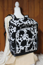 Load image into Gallery viewer, Black and White Cow Backpack Cooler
