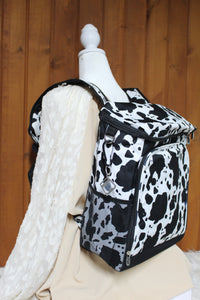 Black and White Cow Backpack Cooler