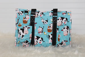 Cow In Around Zippered Caddy Tote