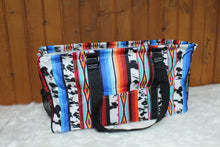 Load image into Gallery viewer, Black and White Cow Print Aztec Utility Tote